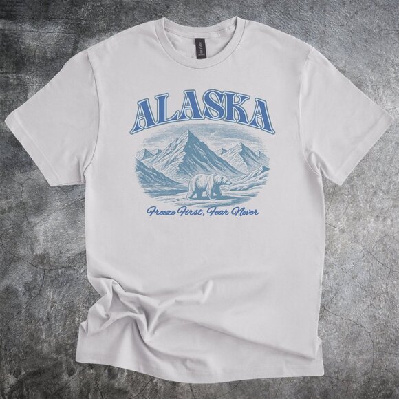Gildan Other - Alaska Mountain Bear Graphic Tshirt Freeze First Fear Never Outdoor Shirt